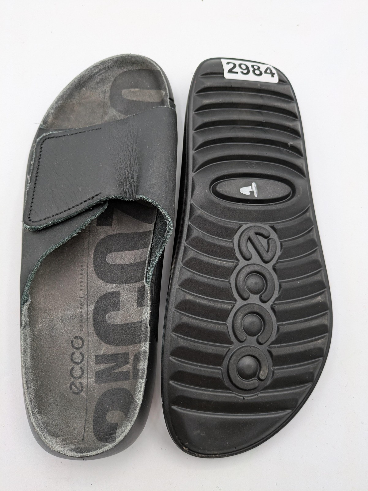 ECCO Fluidform Slides Shoes Womens Size 7.5 Black Adjustable Sandals Casual