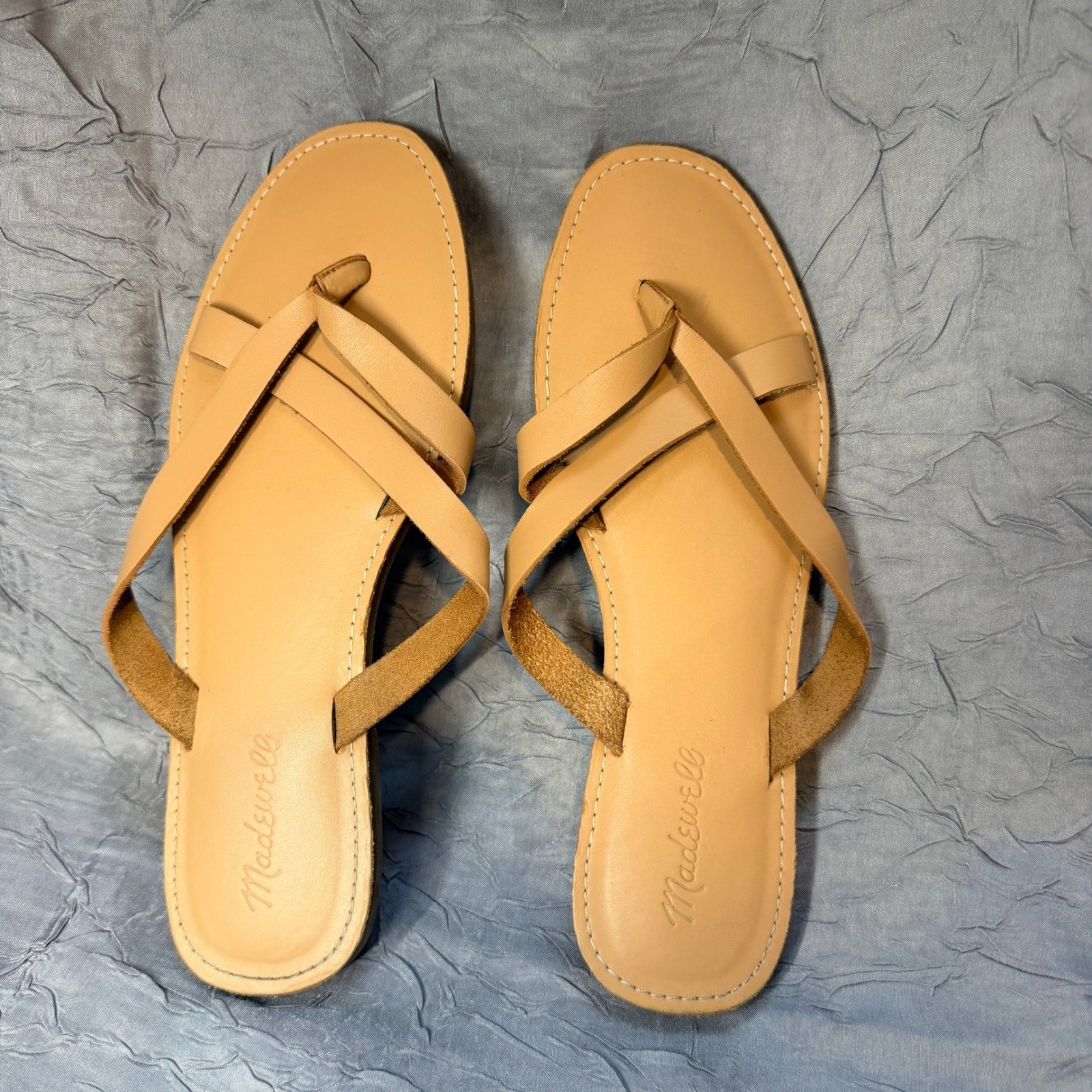 Madewell Ashen Sand Broadwalk Strapy Sandals Leather Tan Womens Sz 10