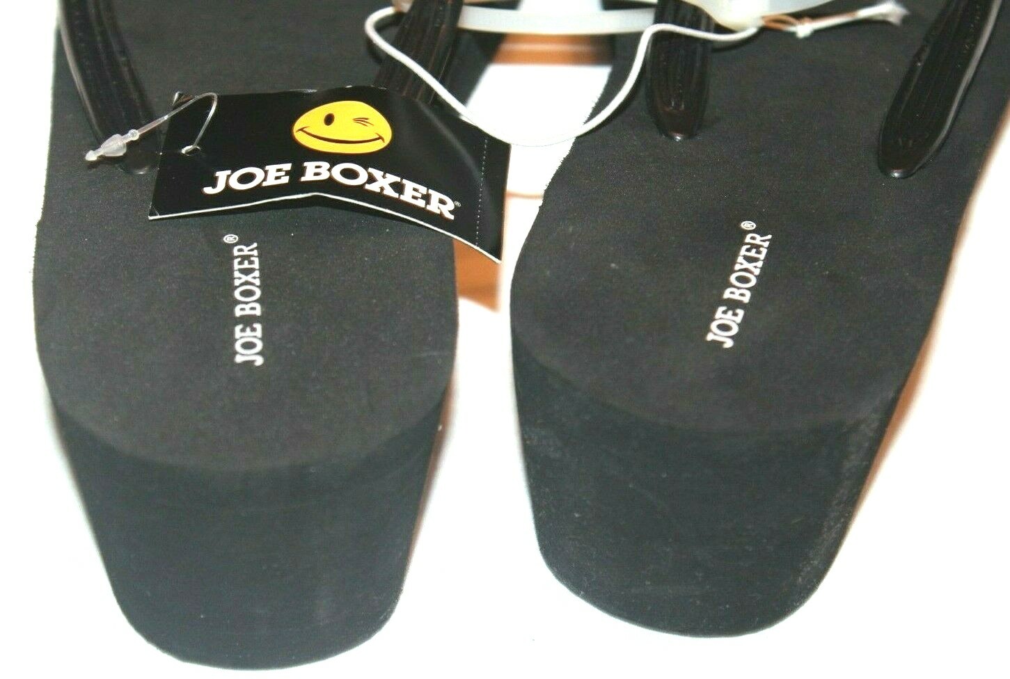 Joe Boxer Women’s Black Mabel Wedge Thong Beach Sandal / Slippers 7/8-11/12