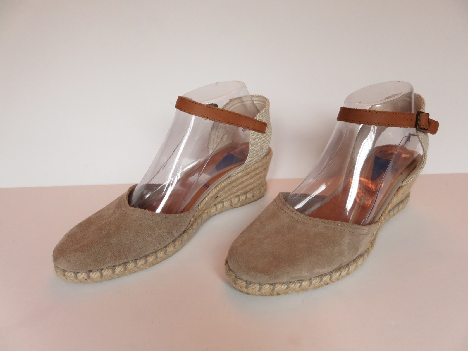 Verbenas Espadrille Malena Sandals 39 Size 8 Strappy Wedge Shoes Spain Tan