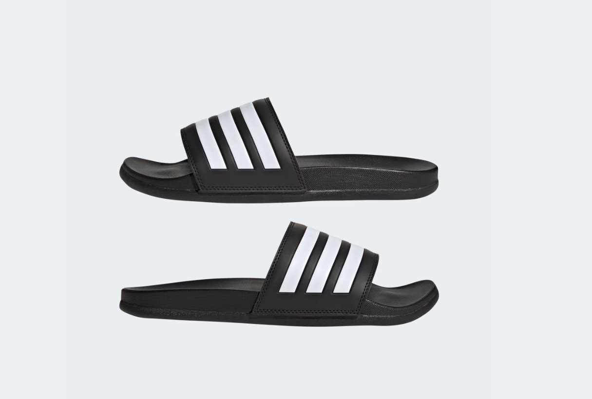 New ADIDAS Slides Adilette Comfort Black White Stripes Unisex Men’s 5 Women’s 6