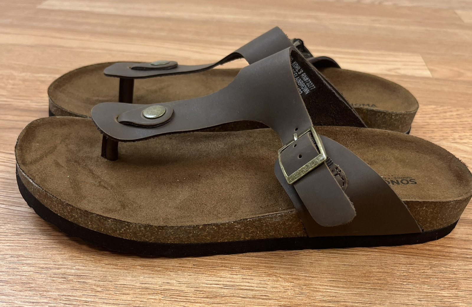 Sonoma Porcelain Leather Slides Sandals Brown Cork Women’s Size 8.5 NEW