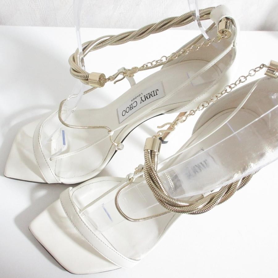 Jimmy Choo Snake Chain Ankle Strap Sandals White Women’s Size EU35.5/US5.5