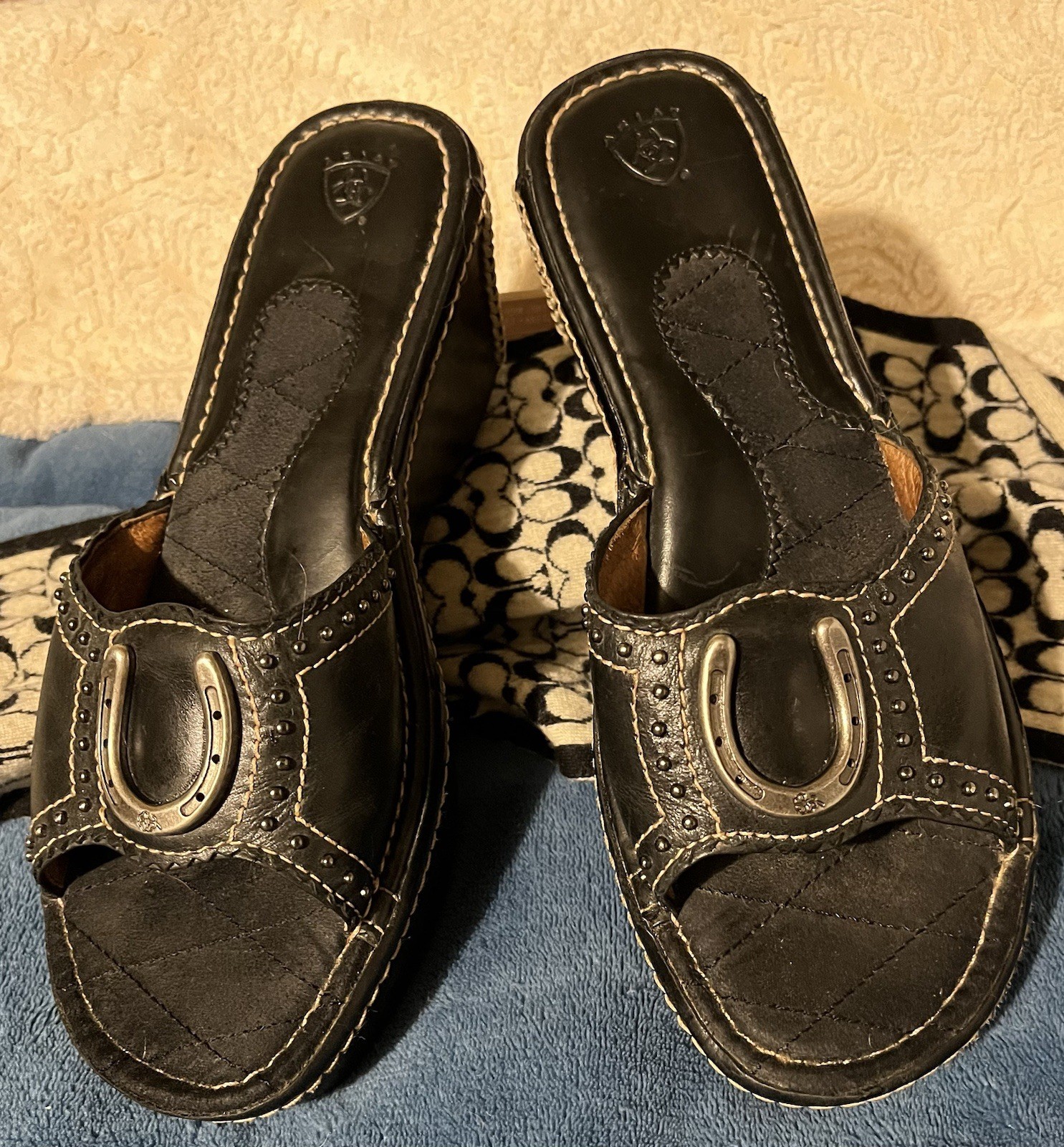 Ariat Black Leather Platform Clogs Sandals Mules – 8.5 B USA