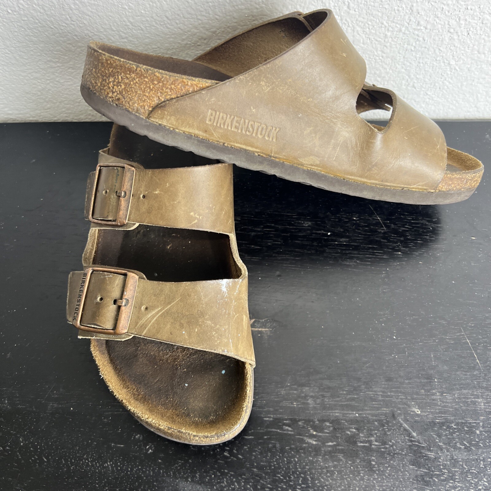 Birkenstock Women’s Size UNKNOWN 2 Strap Size Was Worn Off Dim 10 1/2” SEE DESC.