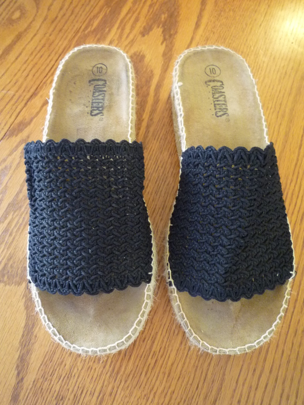 Women’s Slide Black Macrame Strap Rope Wedge Soles Sandals by Coasters Size 10