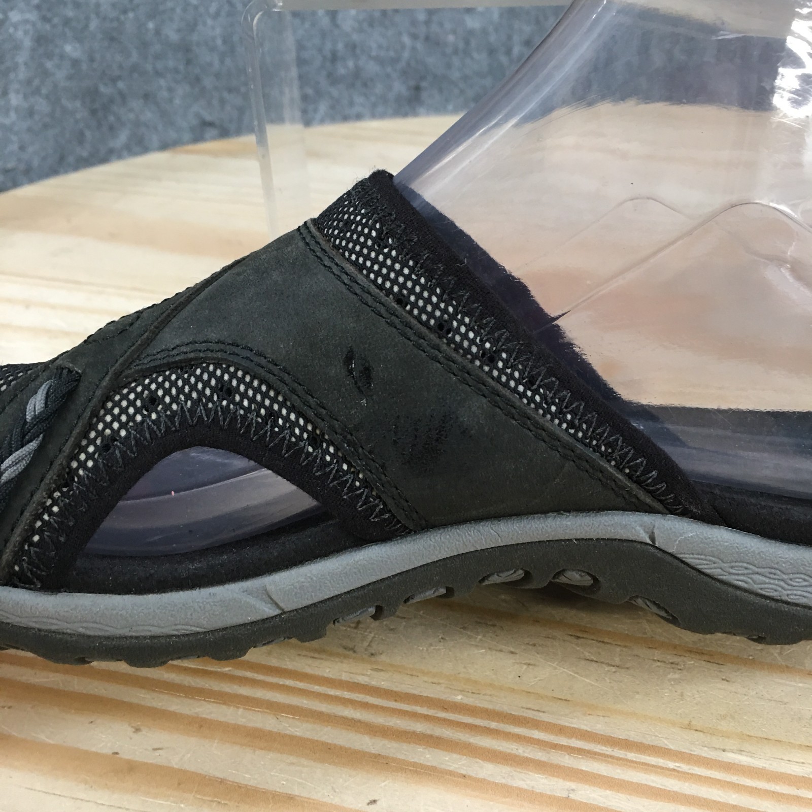 Merrell Hollyleaf Sandals Womens 7 Casual Toe Loop Slide Black Gray Leather Mesh