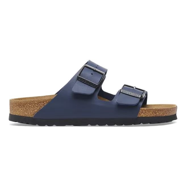 Birkenstock Arizona Birko-Flor Leather Soft Footbed Unisex Sandals-Blue