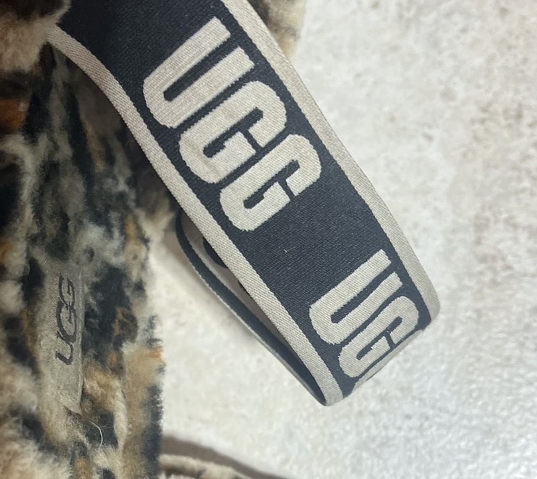 UGG Super Fluff Slippers Women 12 Leopard Print Slides 1120723