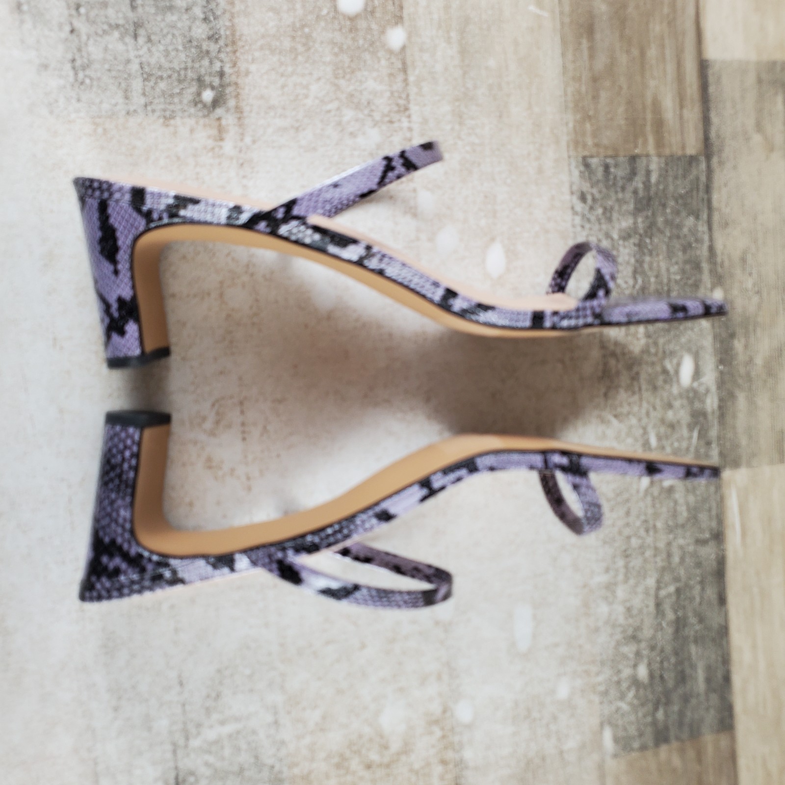 Faryl by Farylrobin Analisa Women Sandal Sz 13 Lavender Snake Slip On Block Heel
