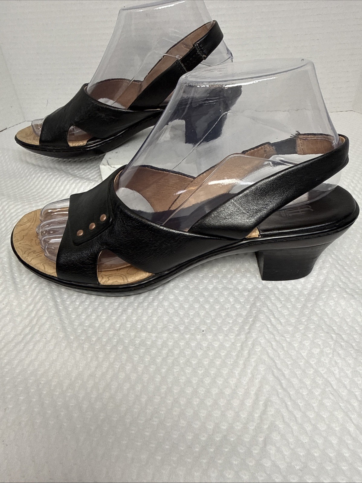 Sofft Angelina Slingback Sandals 7M Black Leather 1.25″ Heel Comfort Shoes
