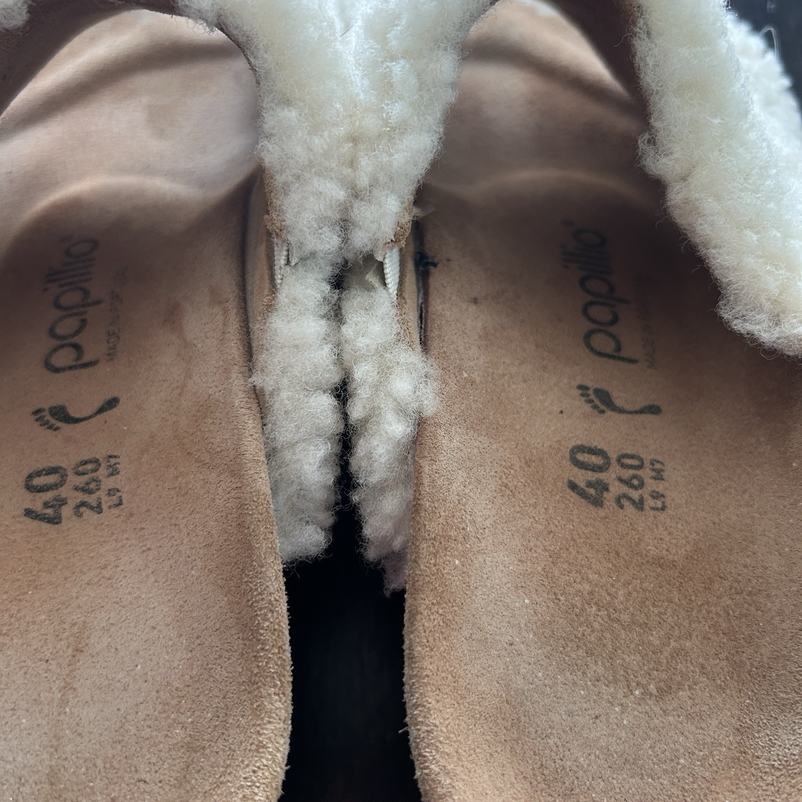 Papillio Birkenstock Shearling Slide Sandals Cream Ivory Women’s EU 40 US 9 Cozy