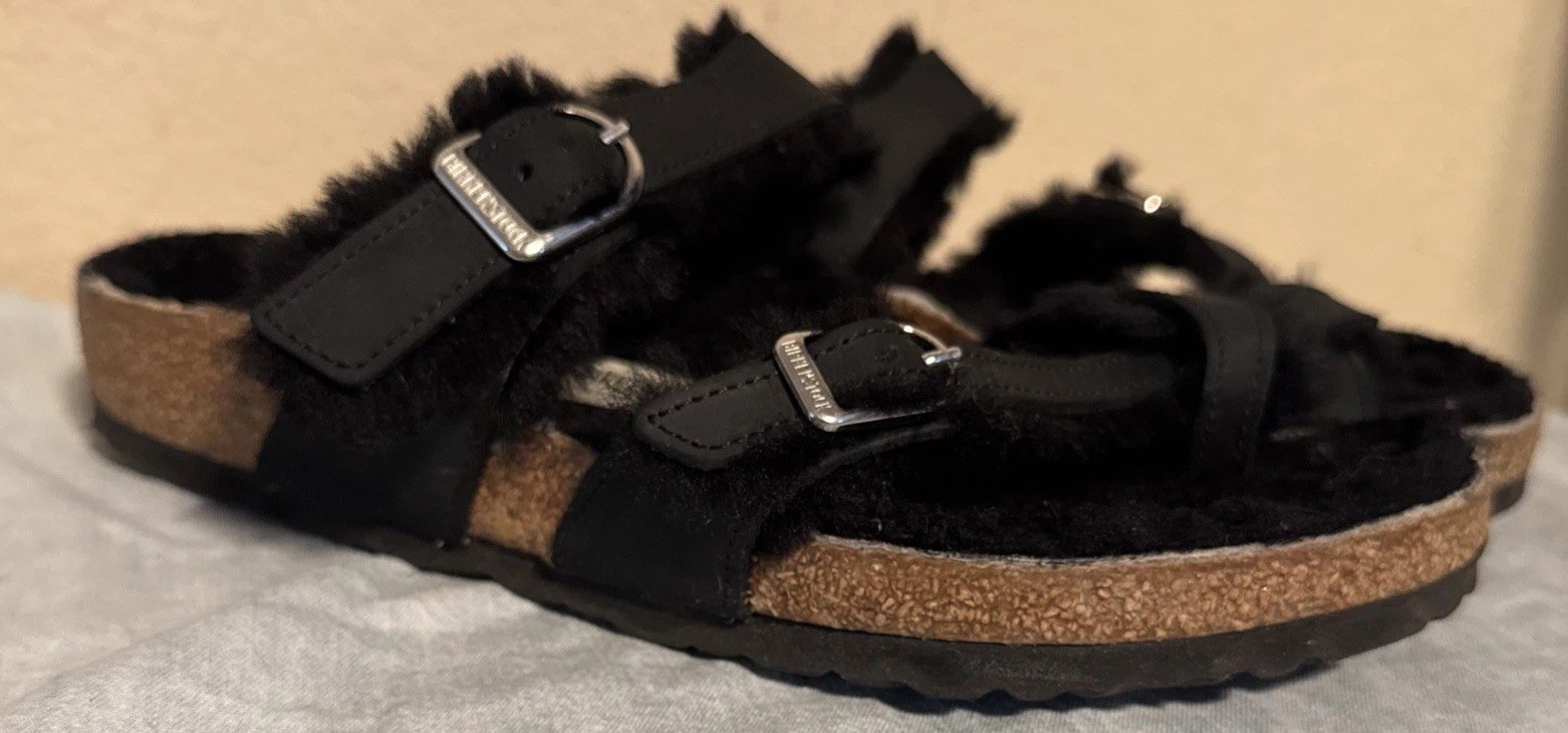 Birkenstock Mayari Shearling Women’s Black Sandals 10M (41 EU)