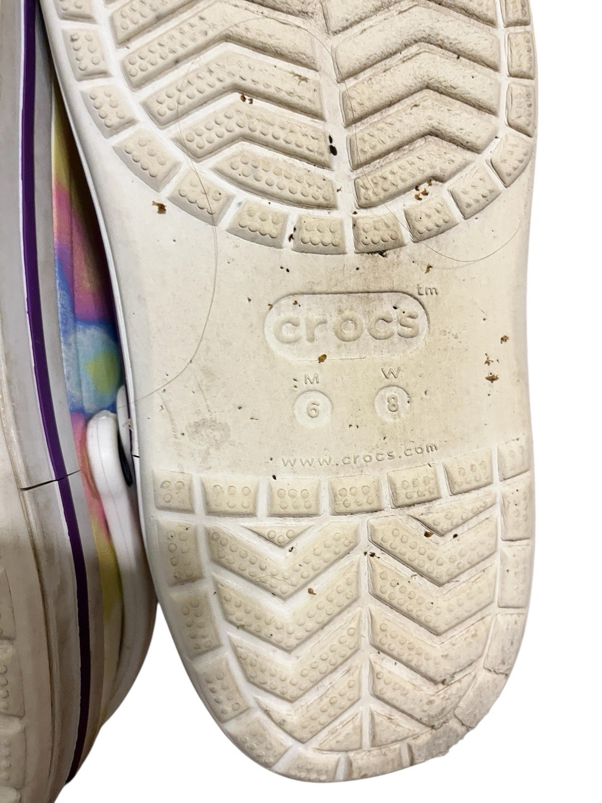 Crocs Tie Dye Rainbow Slip On Clogs Sandals Shoes Women’s Size 8 Men’s Size 6
