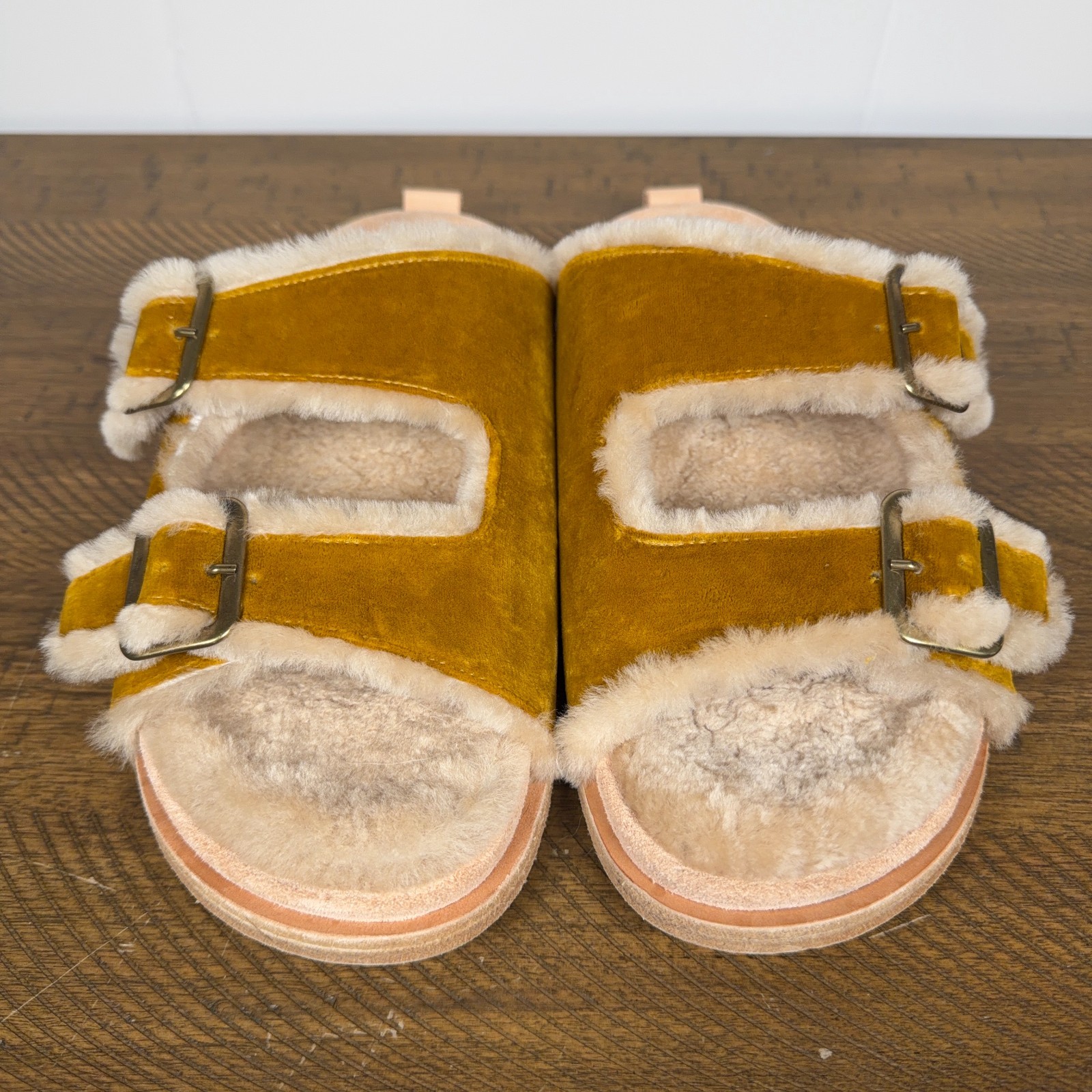Forte Forte Sandals Women EU 40 US 9 Brown Shearling Leather Buckle Slides Italy