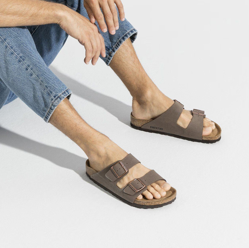 Birkenstock Arizona Birkibuc Two-Strap Mocha/Stone Unisex Sandals EU 37-45 NEW