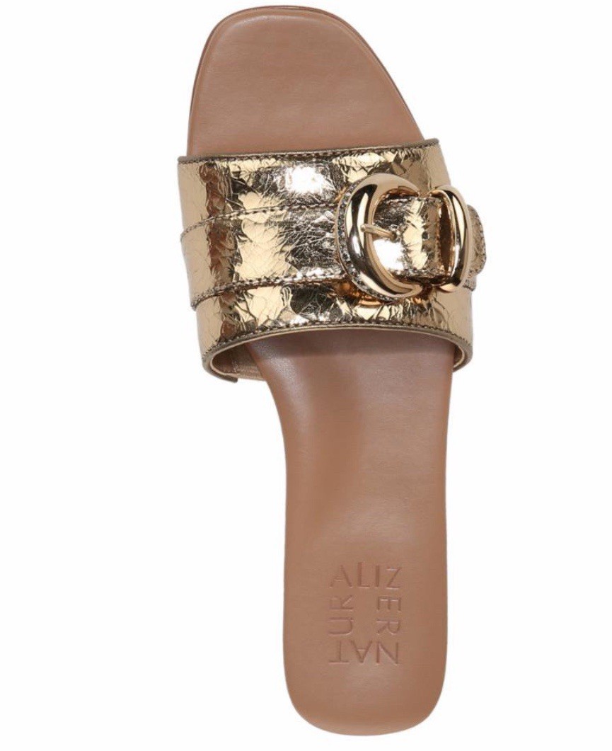 Naturalizer Santiago Slide Sandals Light Bronze Leather