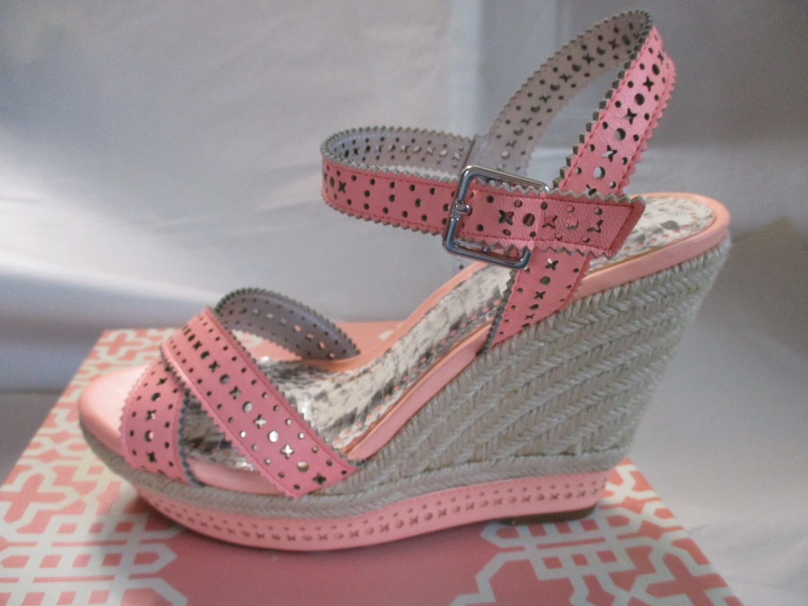 GIANNI BINI SWEET SHEEK MELON SPRITZ ROPE WEDGE SANDLES SIZE 6M LIGHTLY WORN
