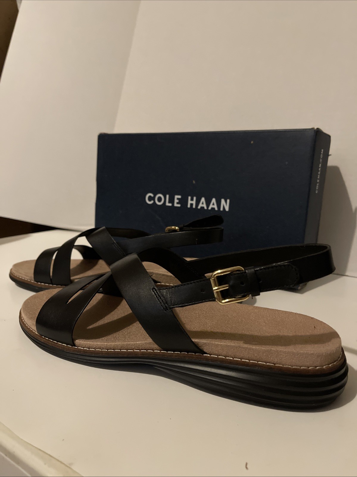 NIB Cole Haan Original Grand Black Leather Sandals Women’s 11B