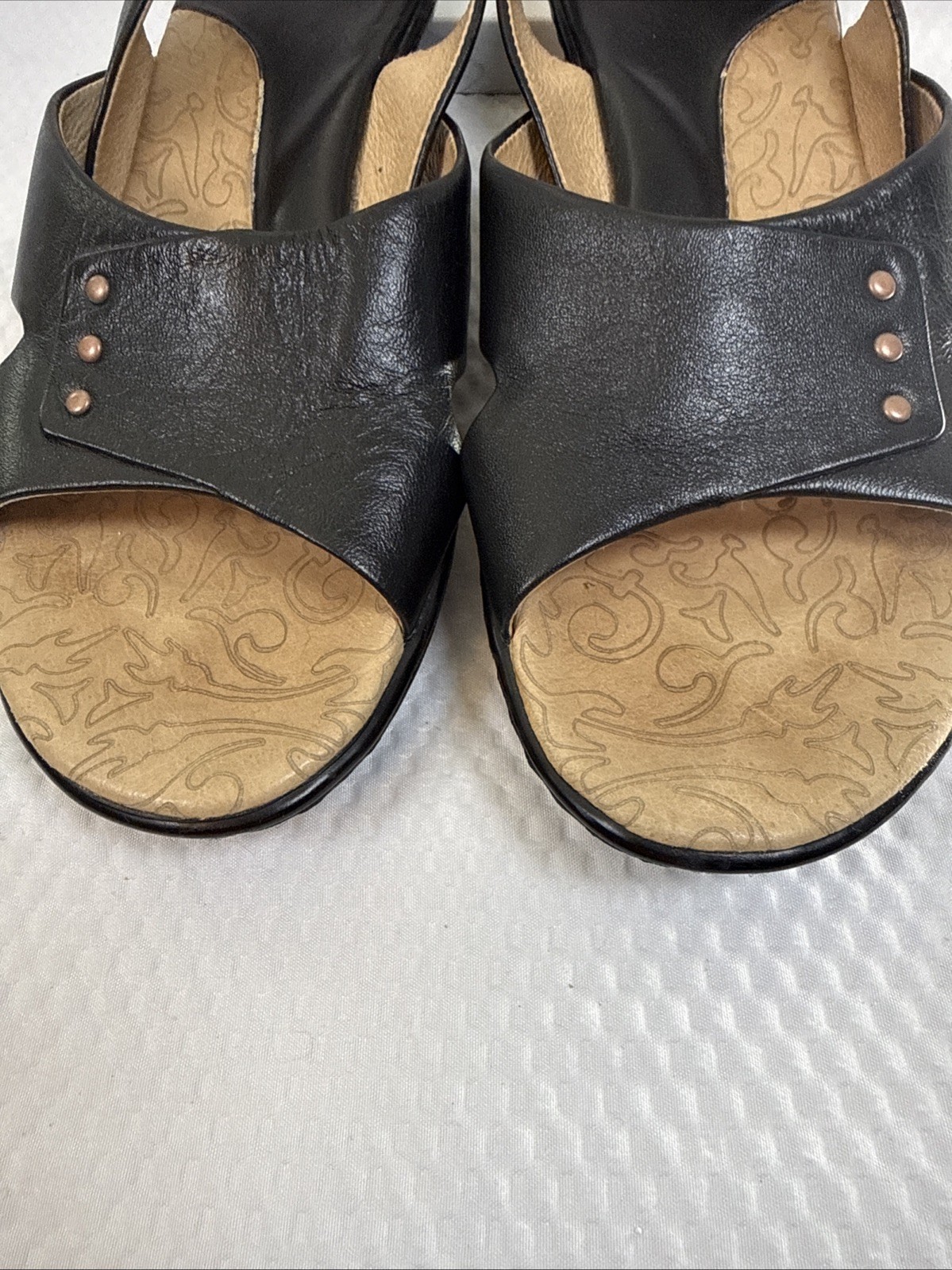 Sofft Angelina Slingback Sandals 7M Black Leather 1.25″ Heel Comfort Shoes