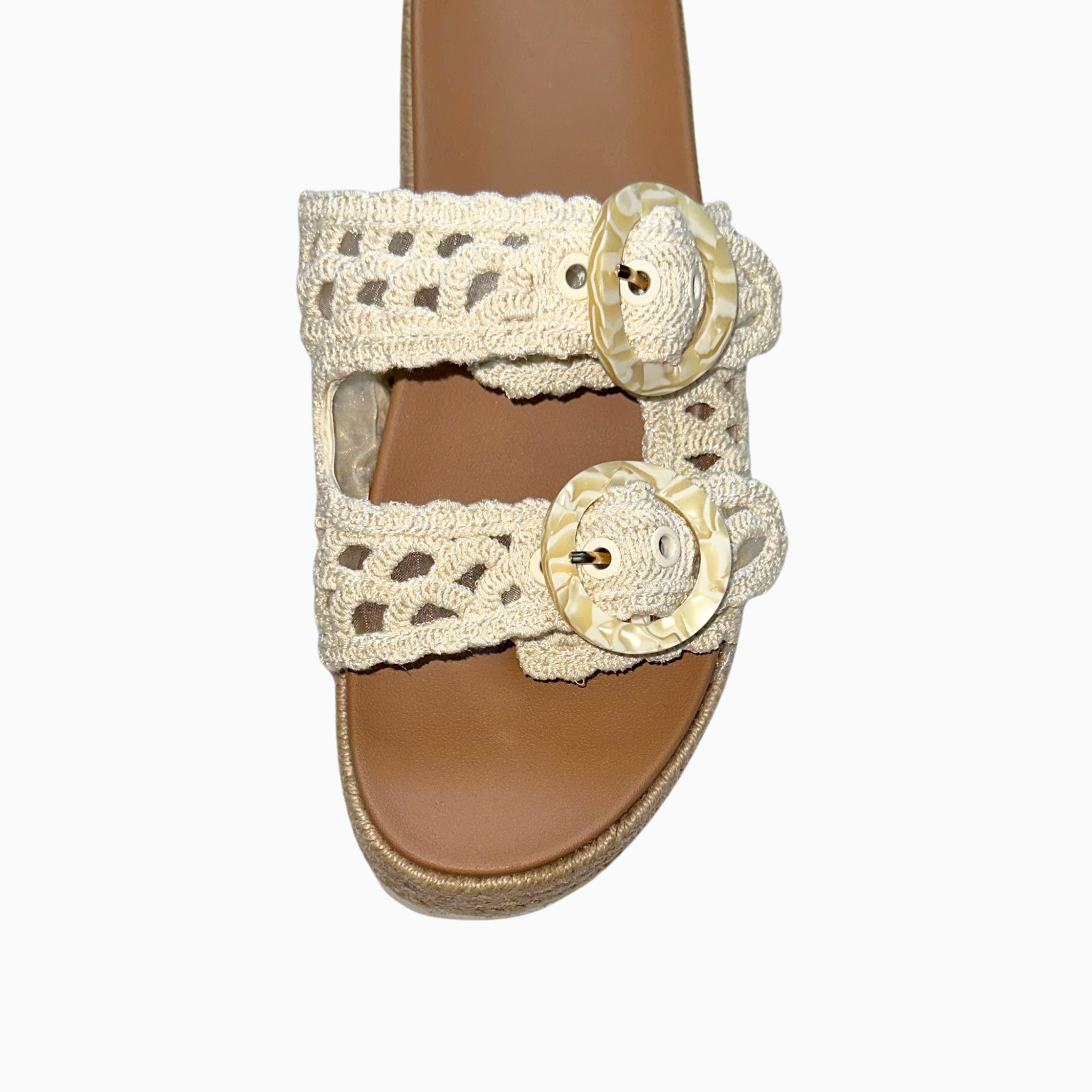 Wild Fable Crochet Rope Wrapped Platform Sandal Marbled Buckle NWT 12