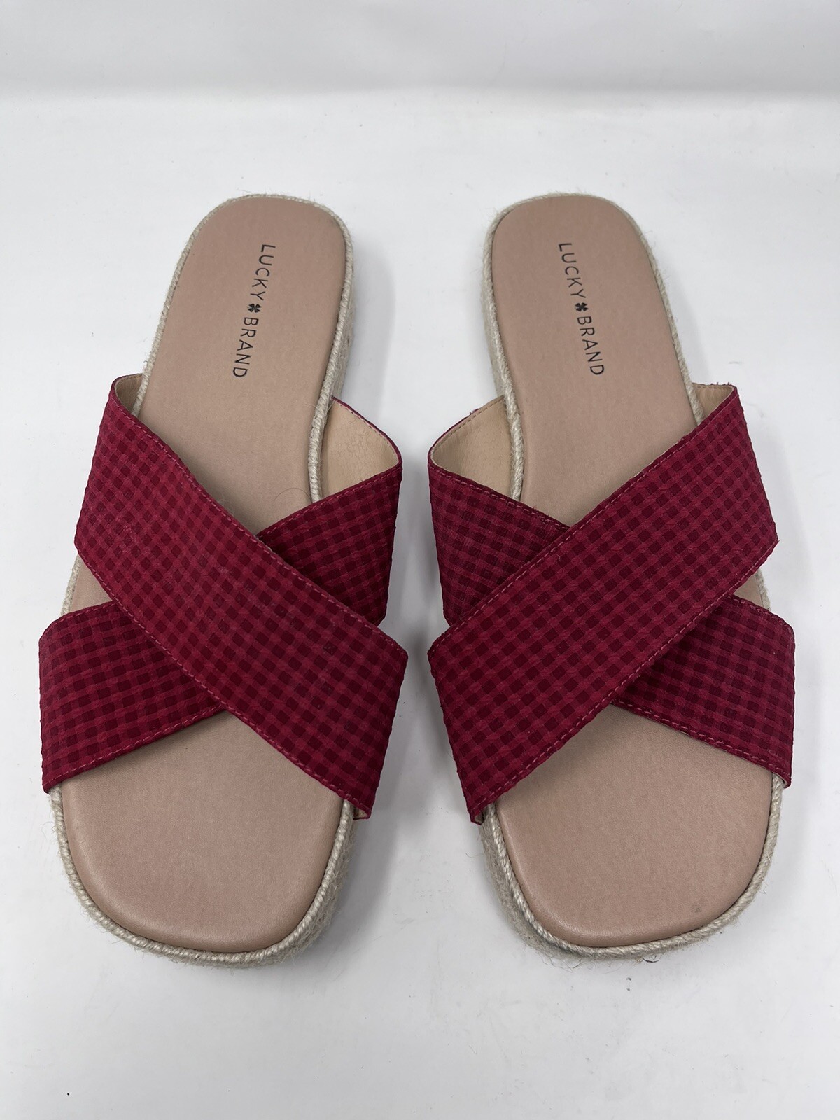 Lucky Brand Womens 11 Gayte Platform Flat Sandal 1.25″ platform Red