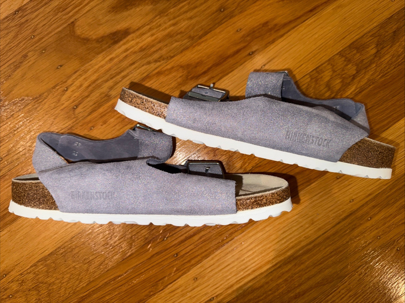 Birkenstock Milano Suede Leather Sandal In Purple Fog (shimmering) US 8-8.5 SZ39