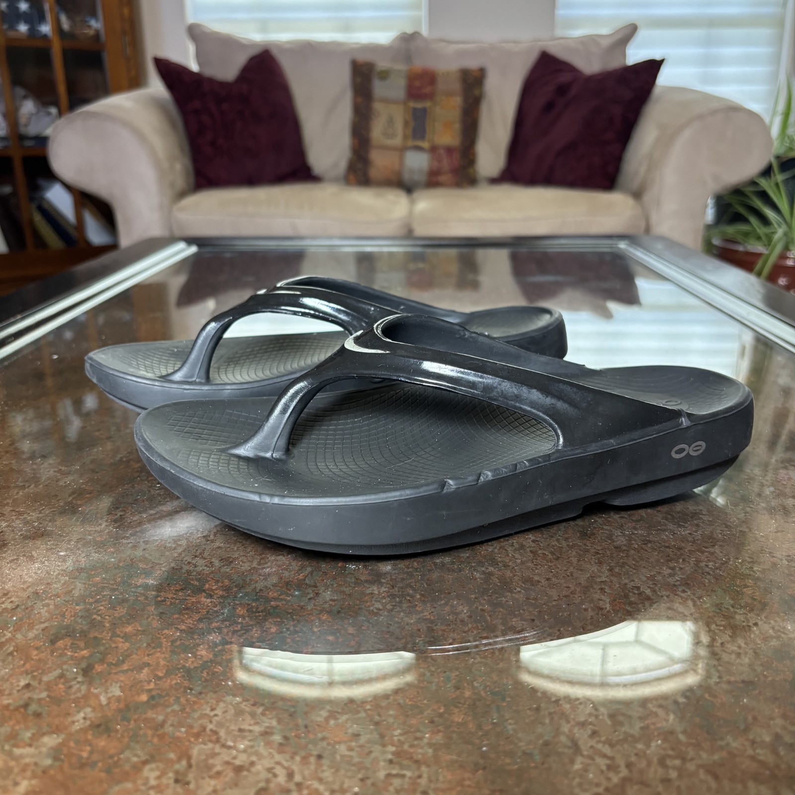 OOfos OOriginal Recovery Flip Flops Women’s Size 8 Black Slip On Comfort Thongs