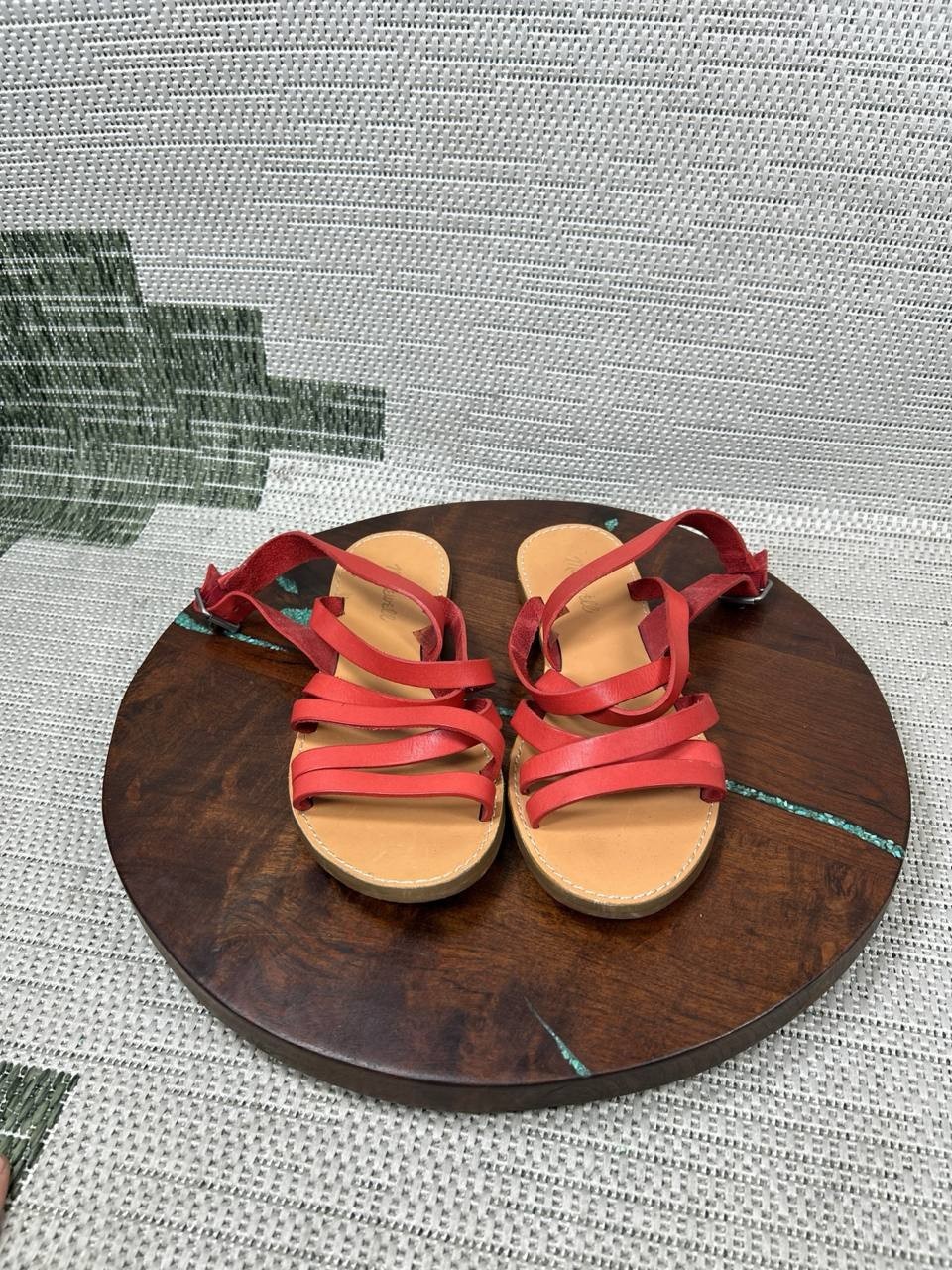 Madewell Sandals Womens Size 10 The Boardwalk Multistrap Bright Ember Leather