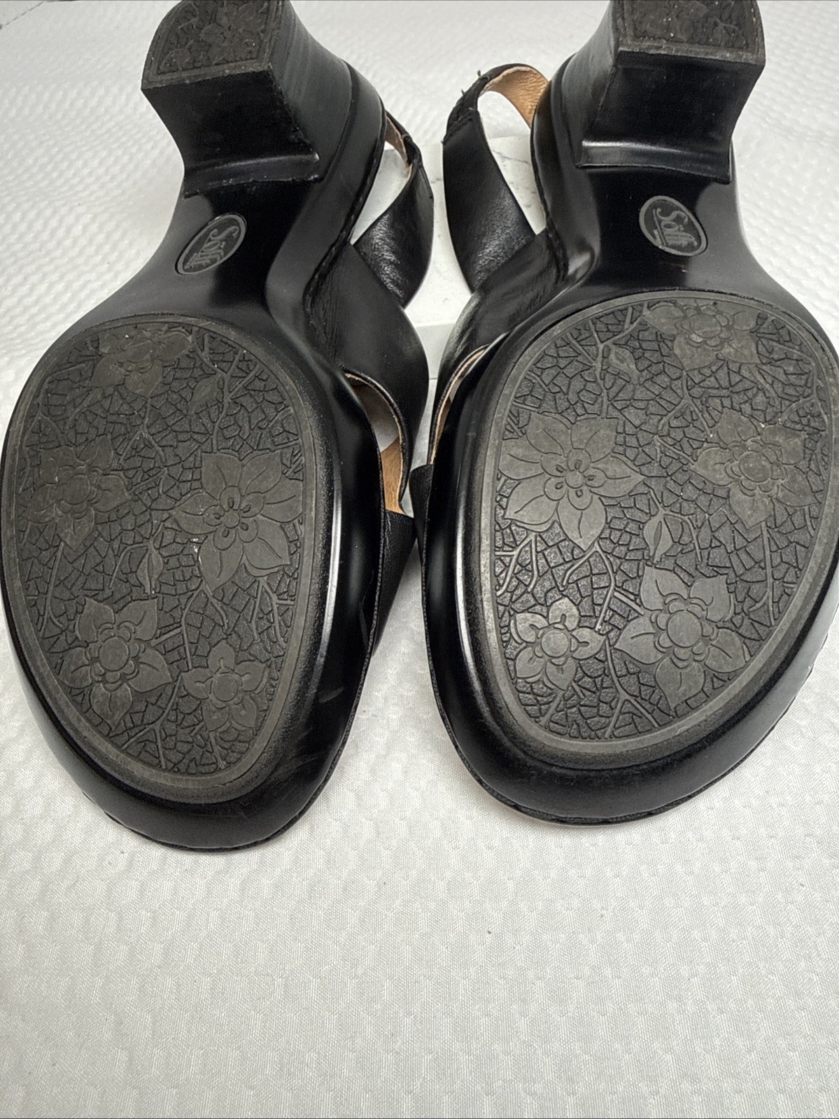 Sofft Angelina Slingback Sandals 7M Black Leather 1.25″ Heel Comfort Shoes