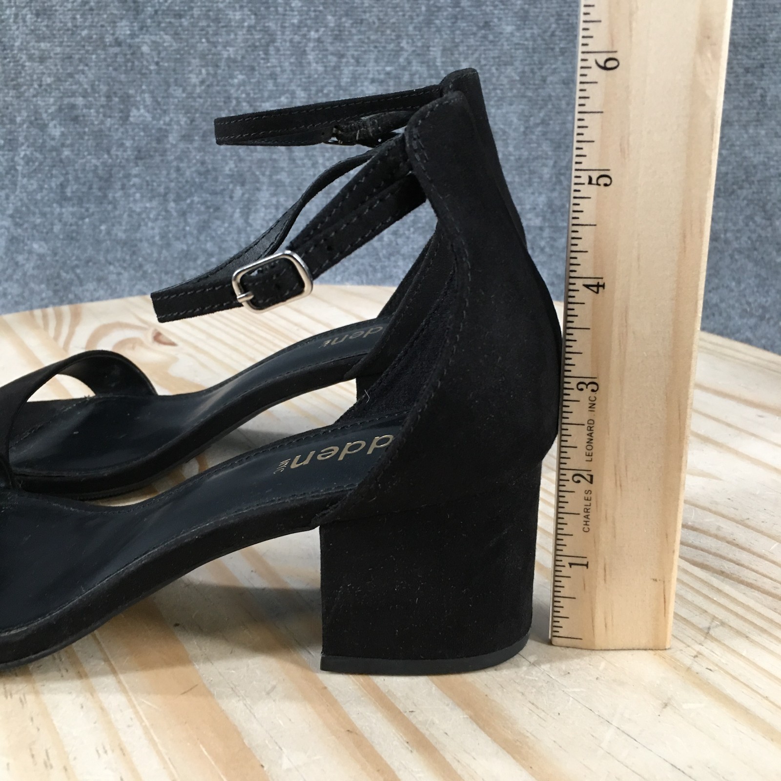 Madden NYC Sandals Womens 8 Open Toe Block Heels Ankle Strappy Black Fabric