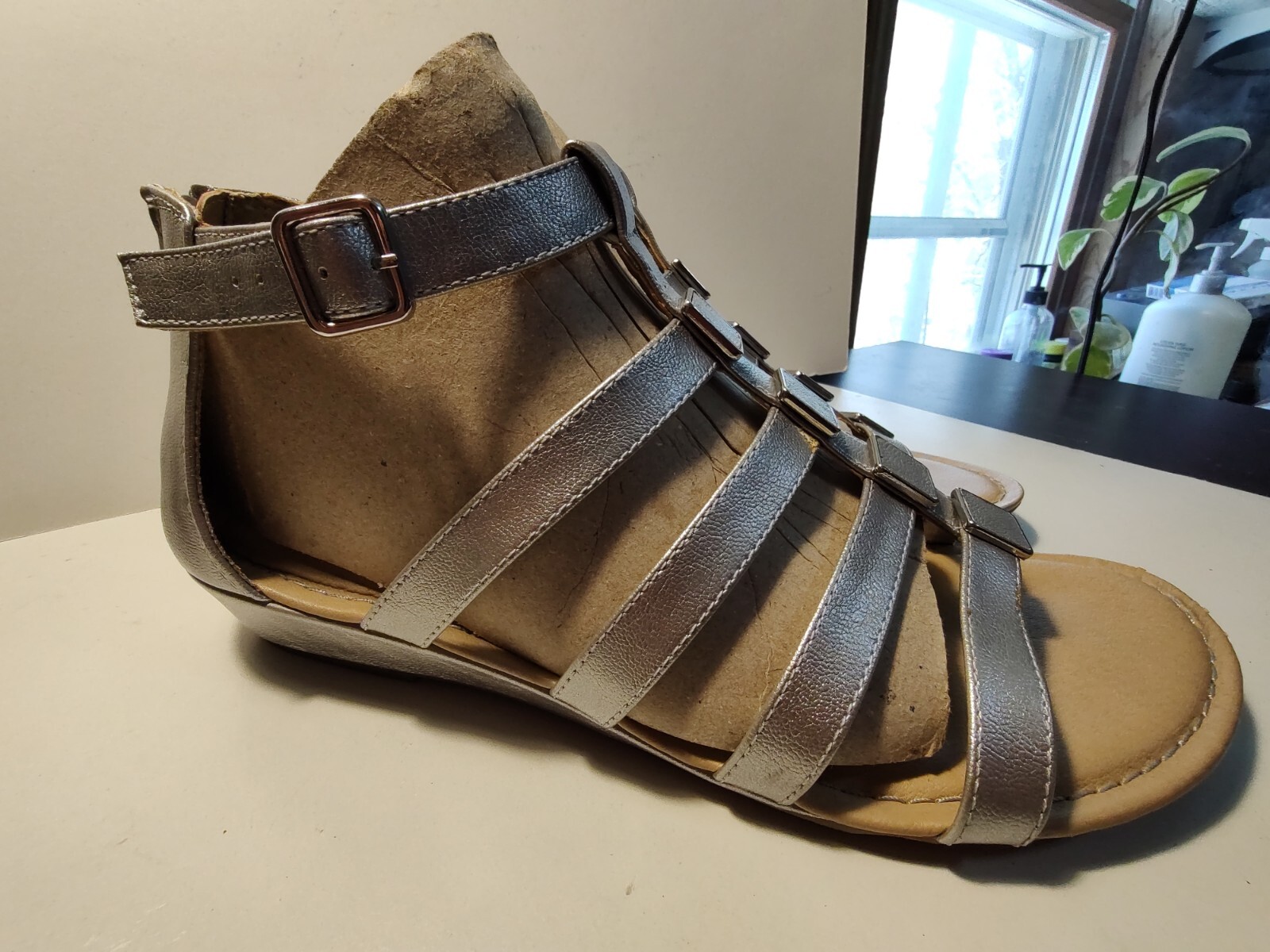 Croft and Barrow Light Bronze Gladiator Sandals. Low Wedge. 10M.