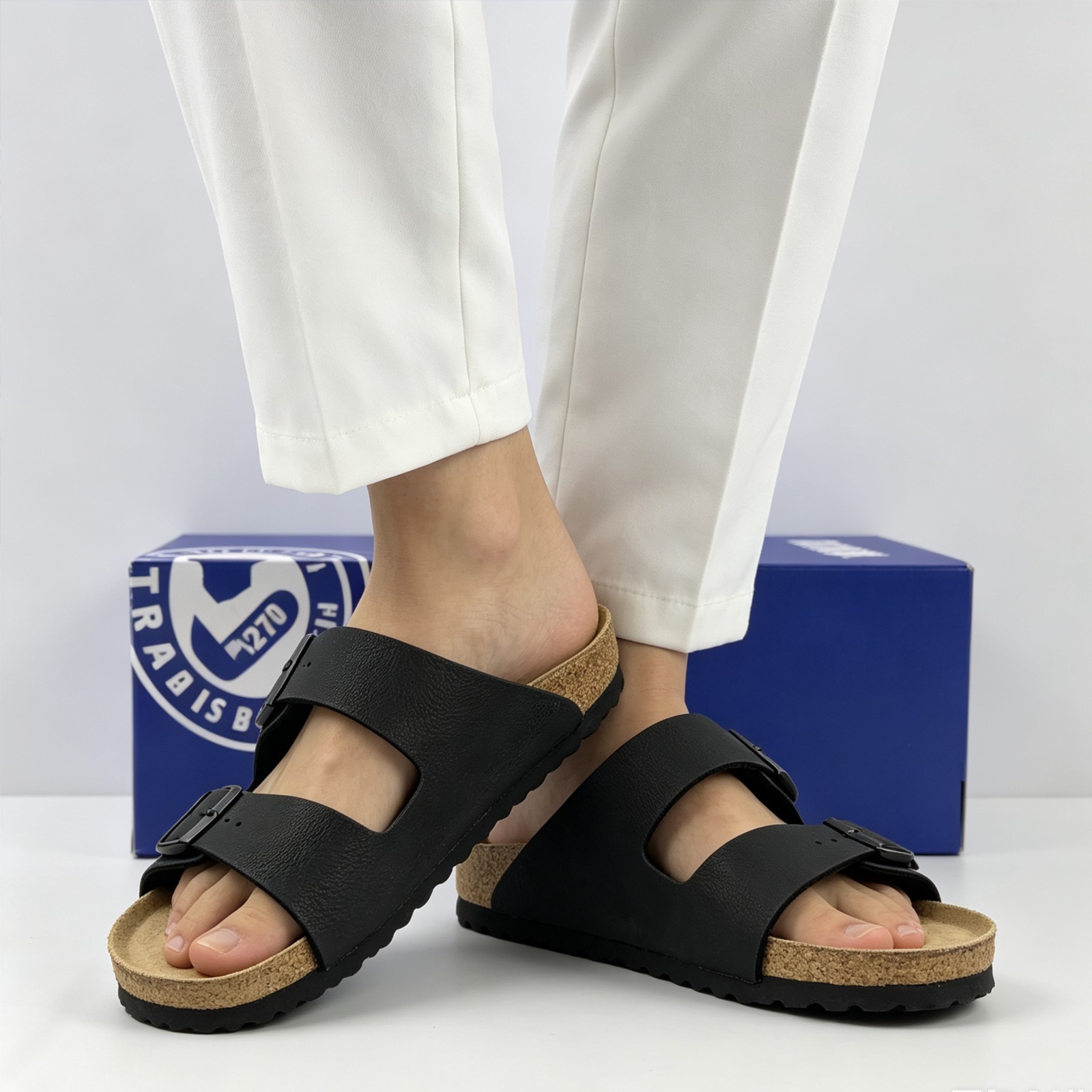 New Birkenstock Arizona Soft Footbed Birko-Flor Unisex Black Shoes US6-11