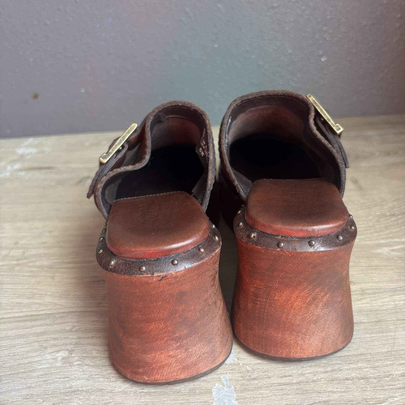 Vintage MIA Clog Platform Chunky Shoes Sandals 90s Y2K Wooden Block Heel Size 5m