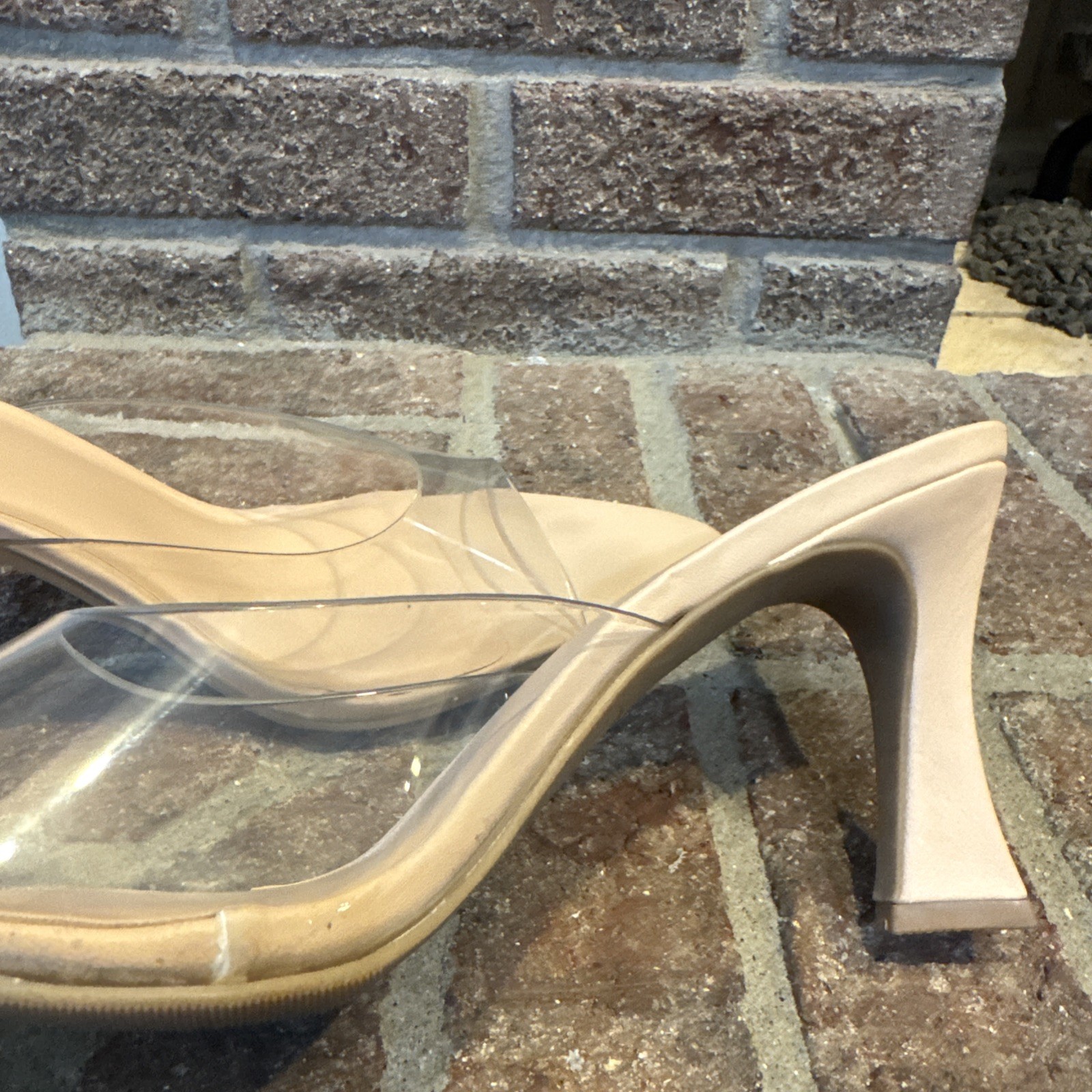 Abound Alana Block Heel Slide Sandals Open Toe Women’s Clear BeigeCream Size 10M