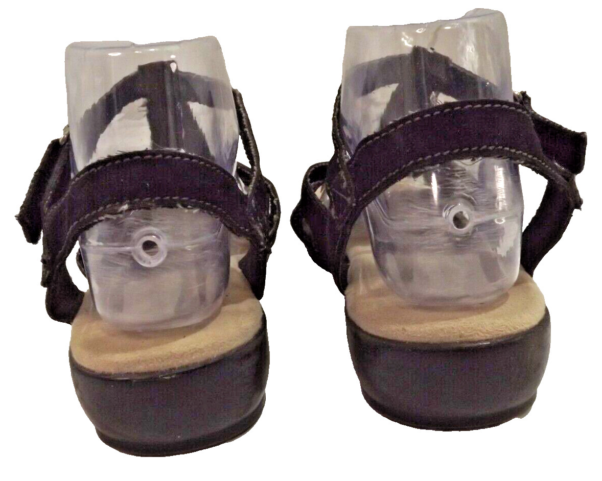 Comfort Plus by Predictions Casual Hook & Loop Sandal Black Faux Suede Sz 8W US