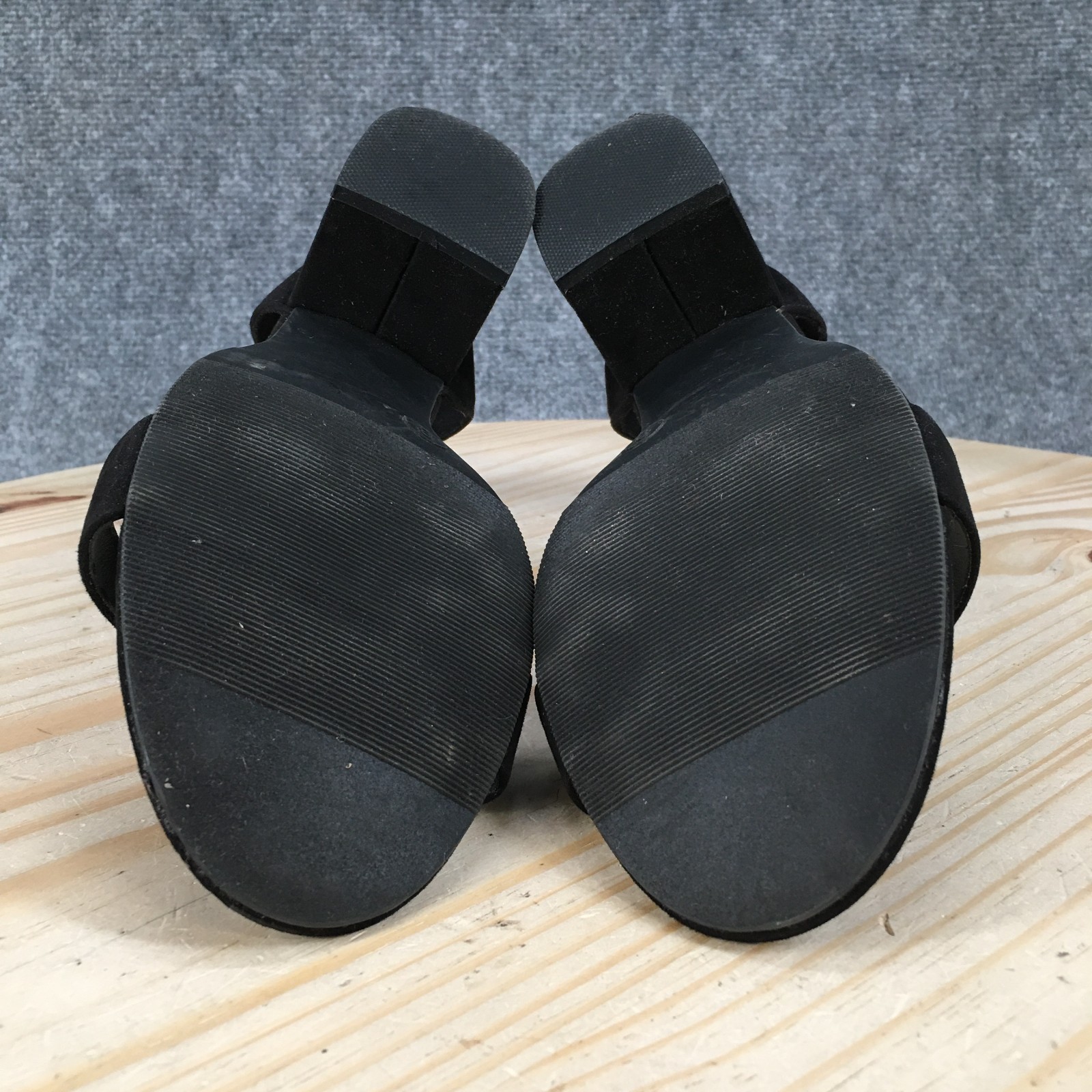 Madden NYC Sandals Womens 8 Open Toe Block Heels Ankle Strappy Black Fabric