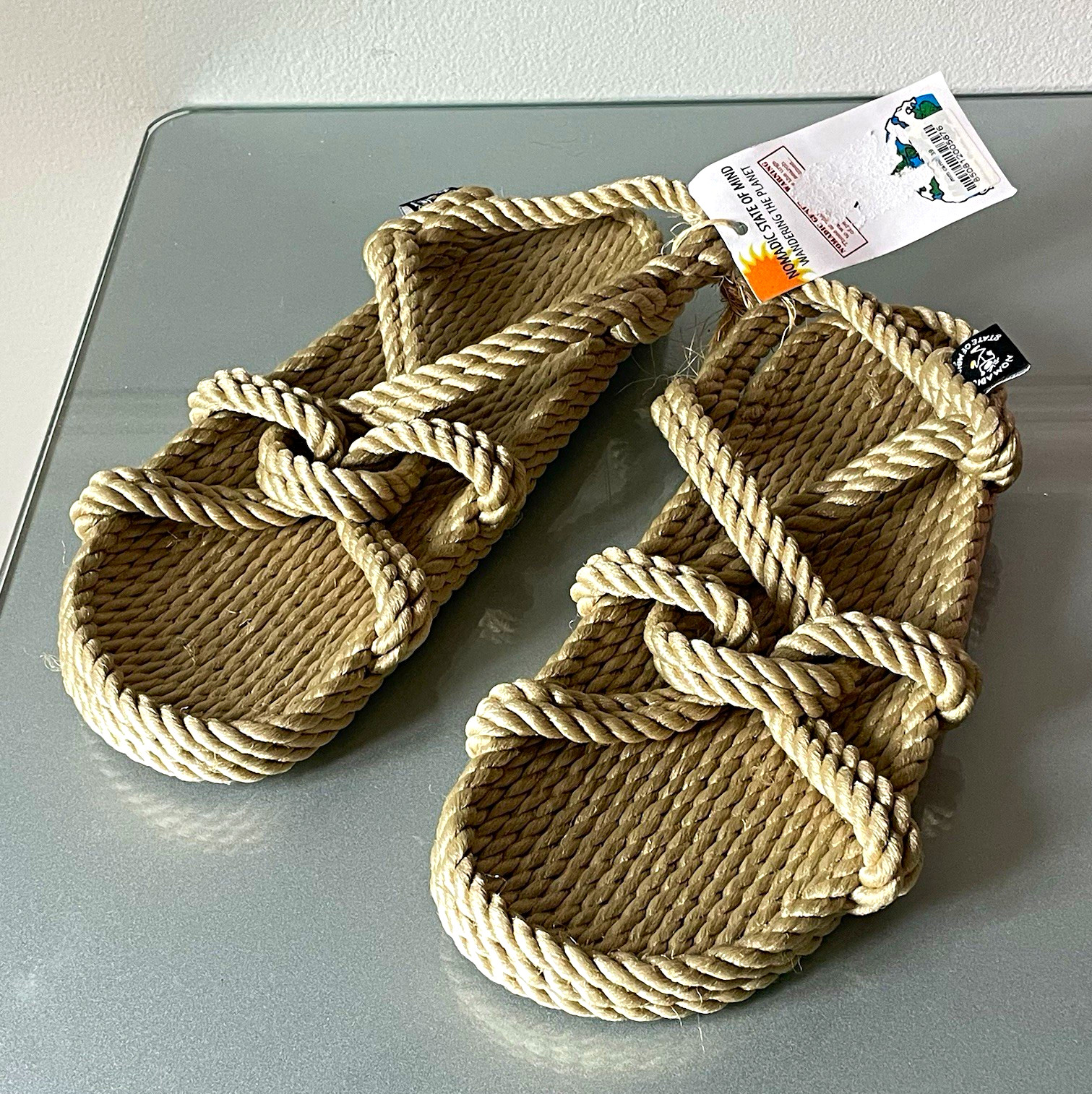 Nomadic State of Mind Rope Sandals Beige Handmade Vegan W9-9.5 M7-7.5 EU39 NWT