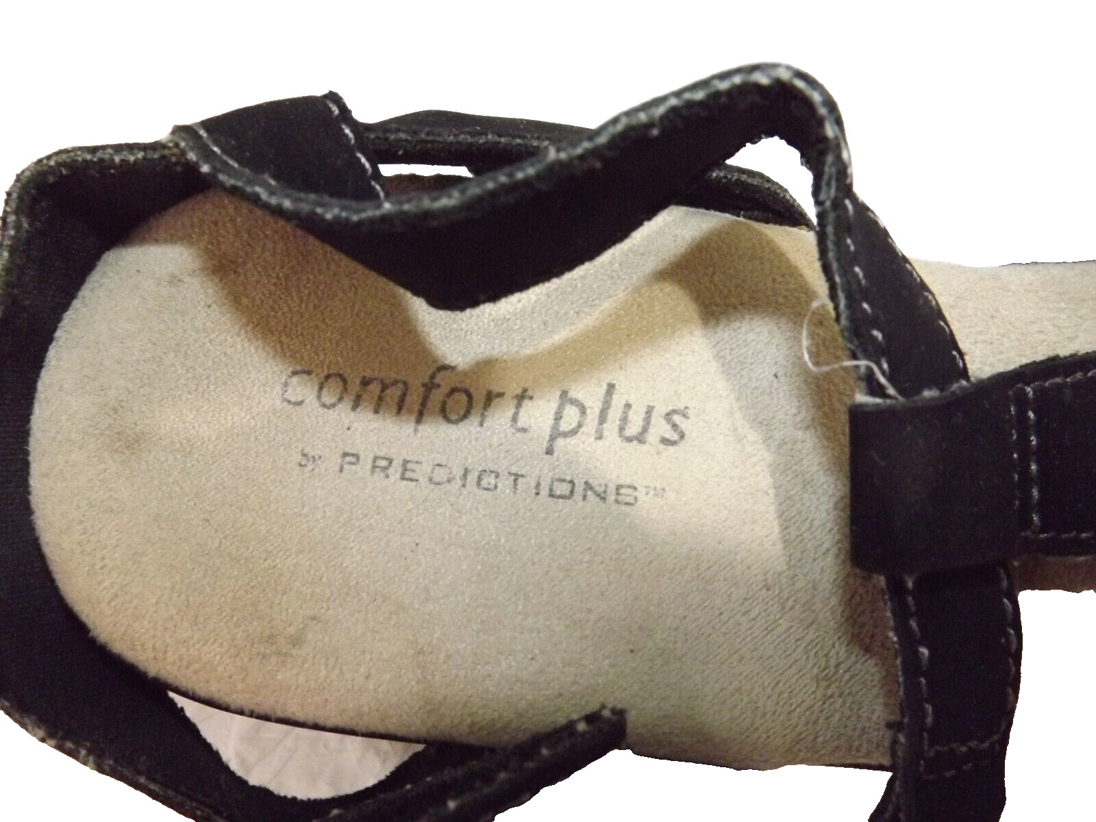 Comfort Plus by Predictions Casual Hook & Loop Sandal Black Faux Suede Sz 8W US