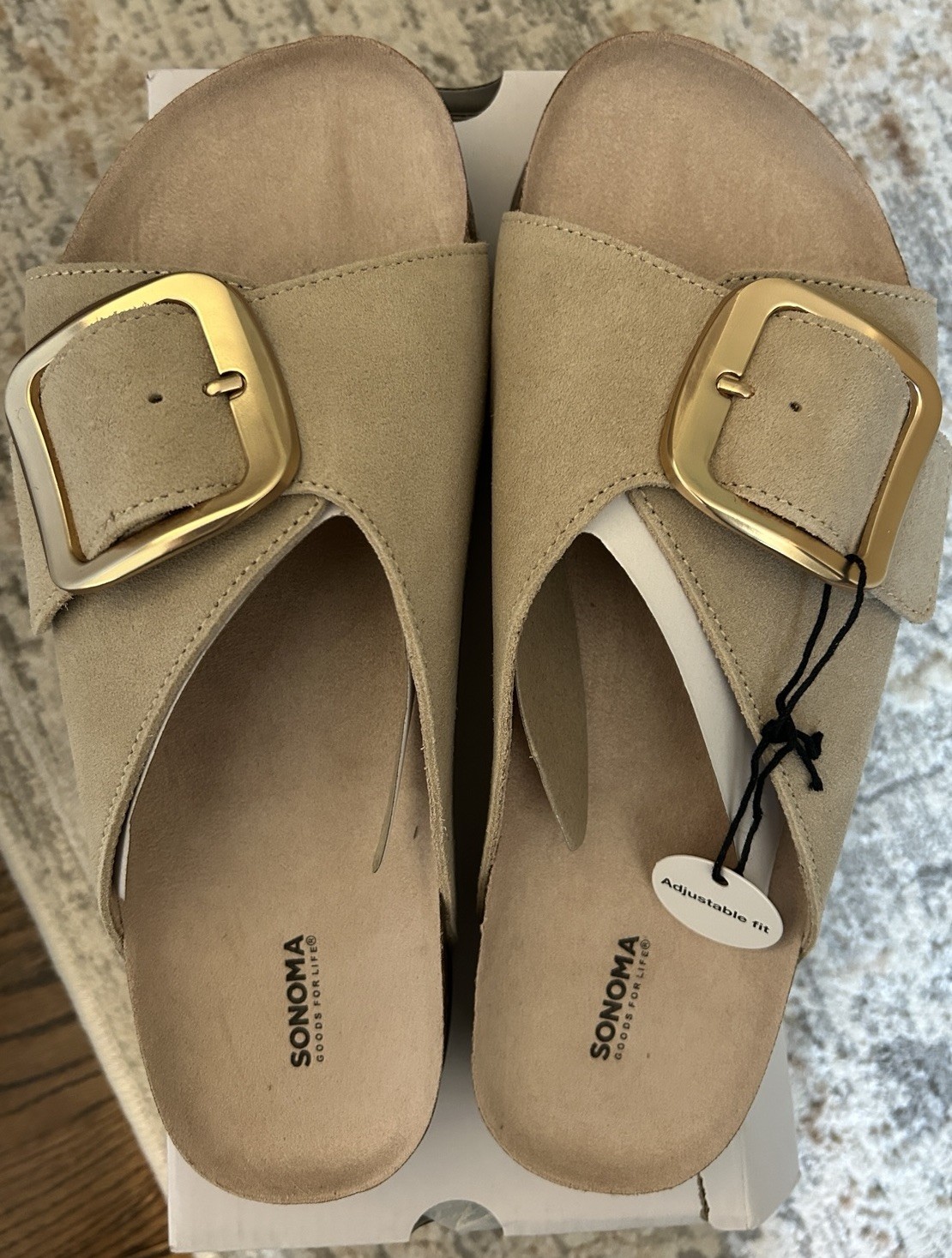 NEW SONOMA Kohl’s Women’s Eclecttic Single Band Slides Sand Size 9 NIB