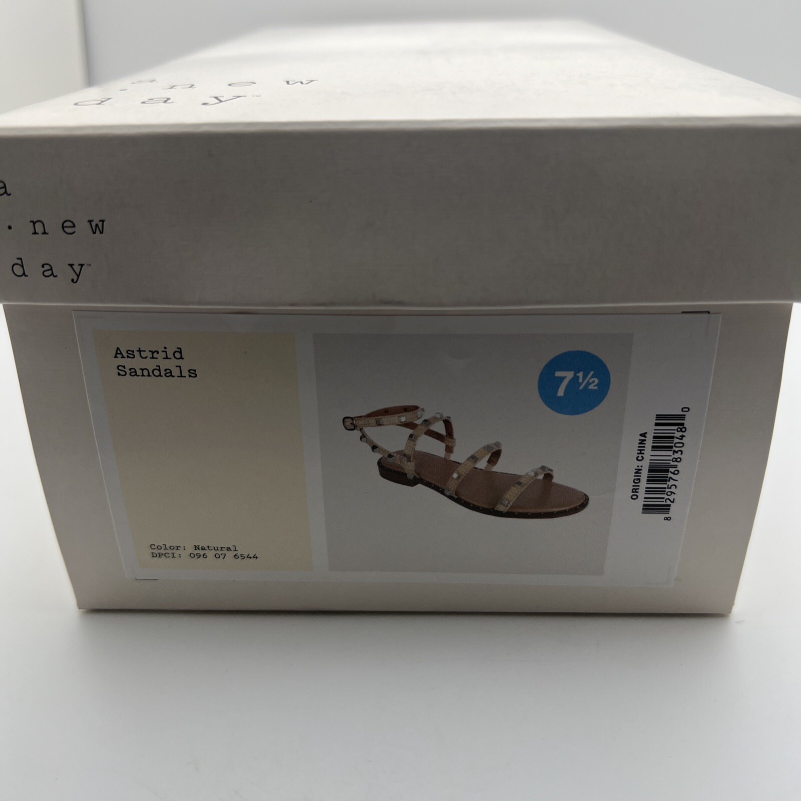 A New Day Womens Astrid Sandals Faux Leather Studded Ankle Strap Beige 7 1/2