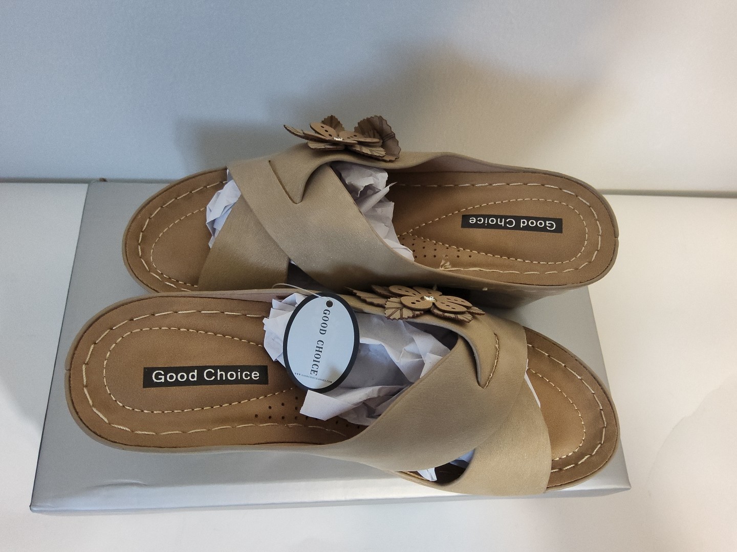 Good Choice Selly Brown Natural Wedge Sandals Shoes Women’s Size 6