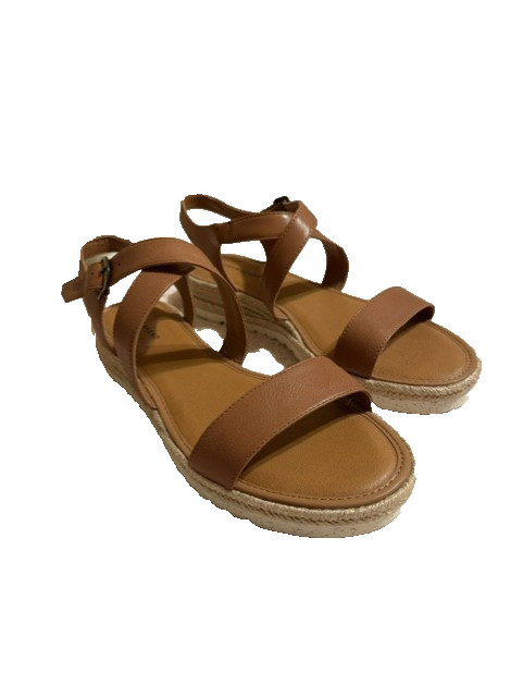 Lucky Brand Size 11 Trianna Cross Strap Wedge Sandals NIB Adobe Brown Leather