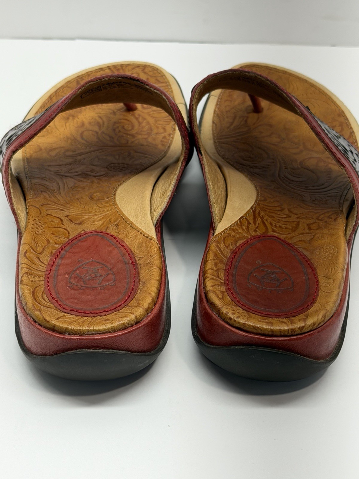 Ariat Copper Creek Boho Sandals Size 6.5 Leather Red Brown Studs Western Women’s