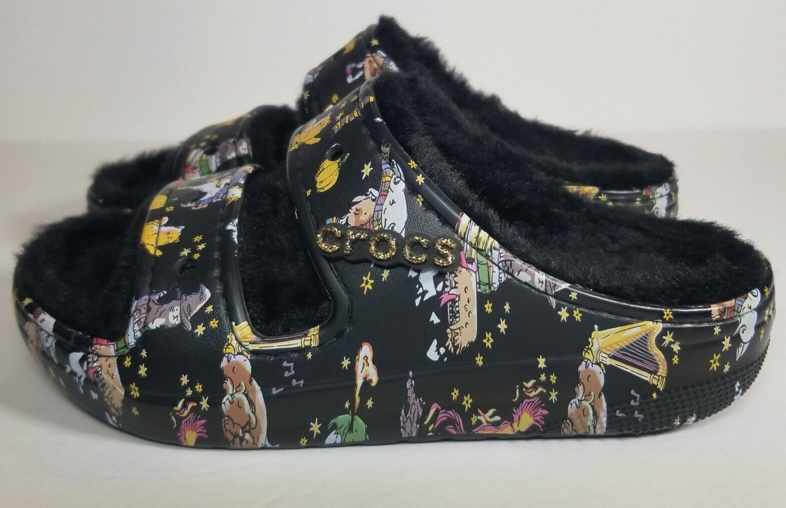 Crocs Harry Potter Vera Bradley Cozy Sandals Slides Fur Lined 2 Jibbitz M4 W6