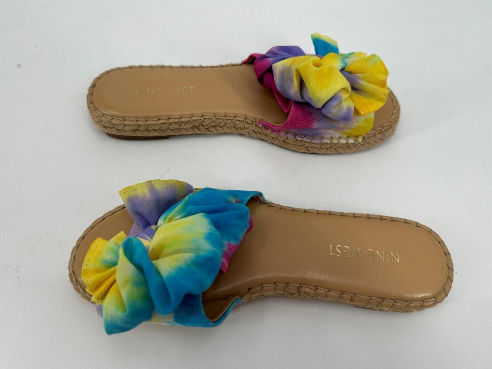 Nine West Sandals Tie Dye Satin Bow Espadrille Sz 5 NEW NWOB N22