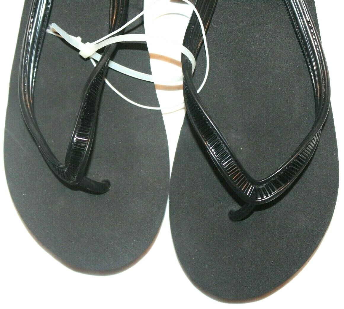 Joe Boxer Women’s Black Mabel Wedge Thong Beach Sandal / Slippers 7/8-11/12