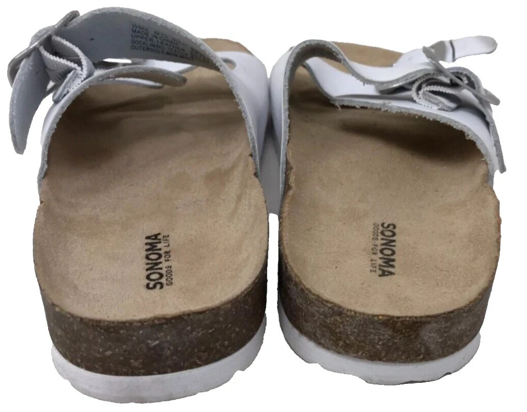 Sonoma Women’s Artwork Double Buckle Comfort Slide Sandals White Size:7 99M