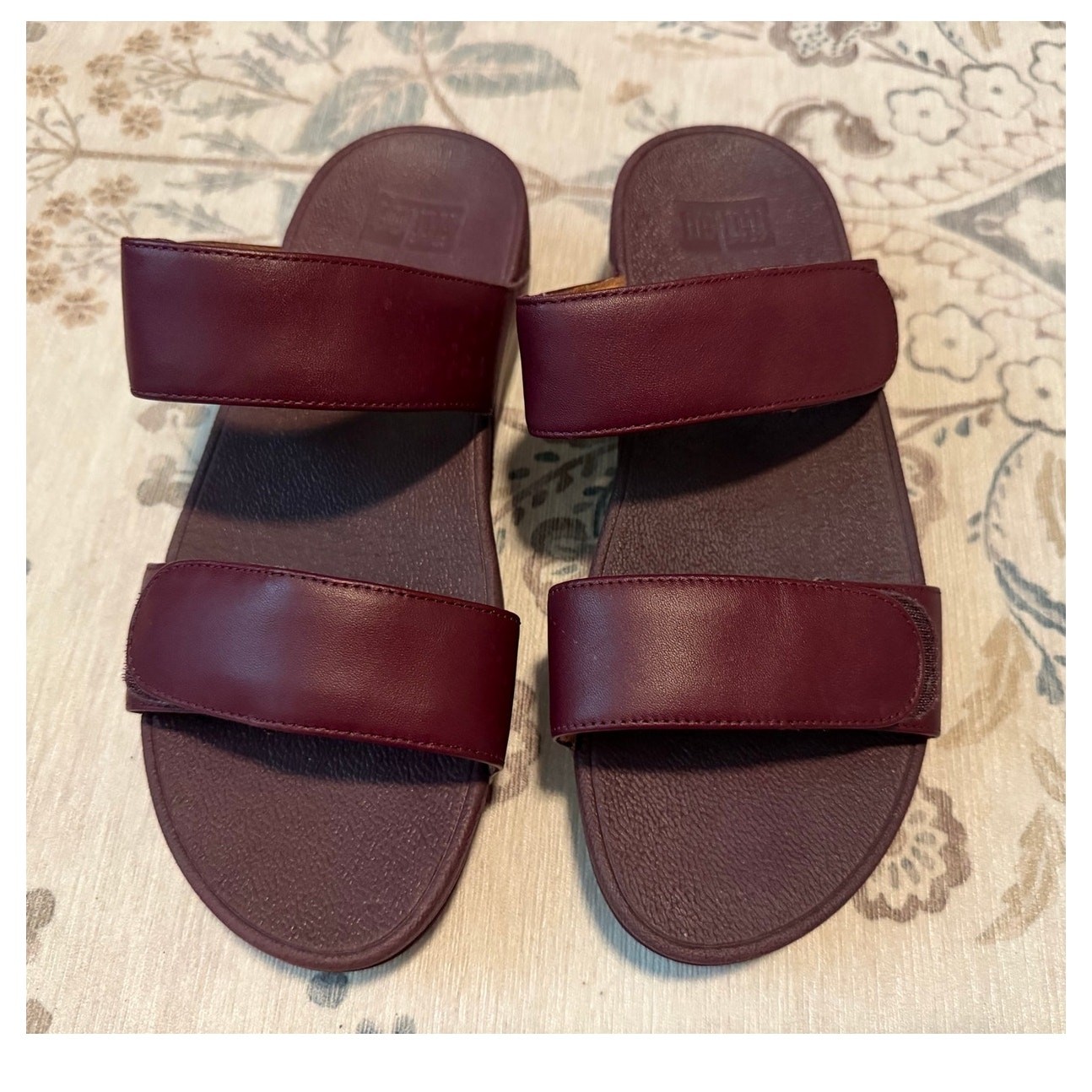 FitFlop Lulu Adjustable Leather Slide Sandals Wine Burgundy Red Women’s Size 8