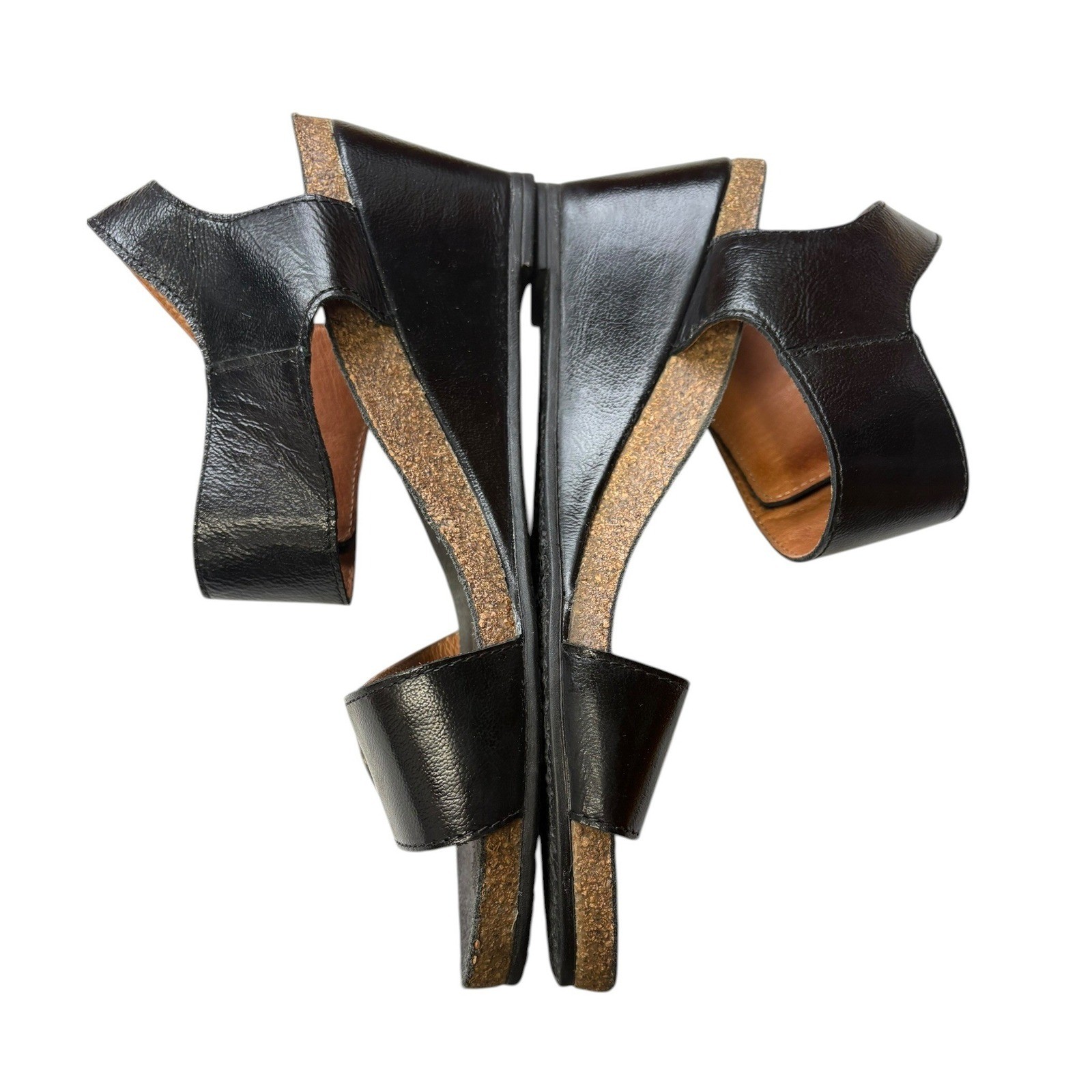 Taos Carousel Leather Wedge Sandals Black Comfort Slingback Casual Travel 40